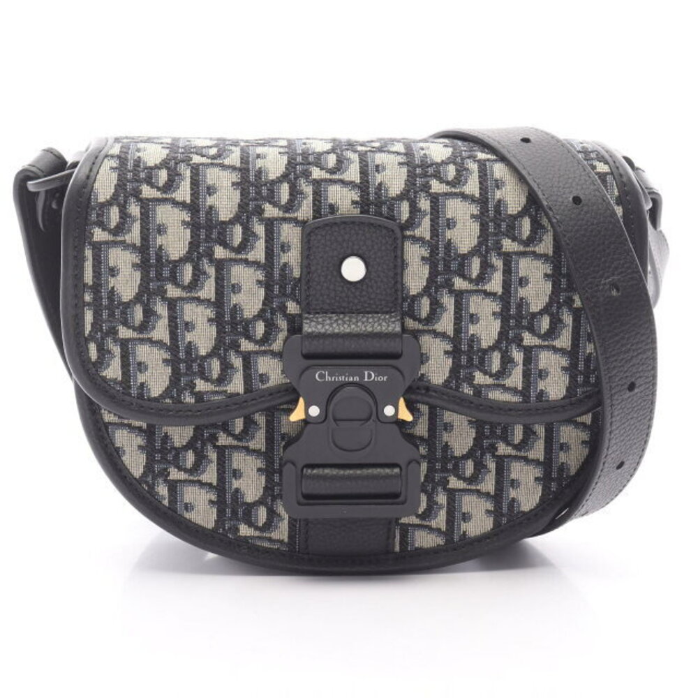 Dior GALLOP Oblique Shoulder Bag Canvas Leather Beige Black Blue